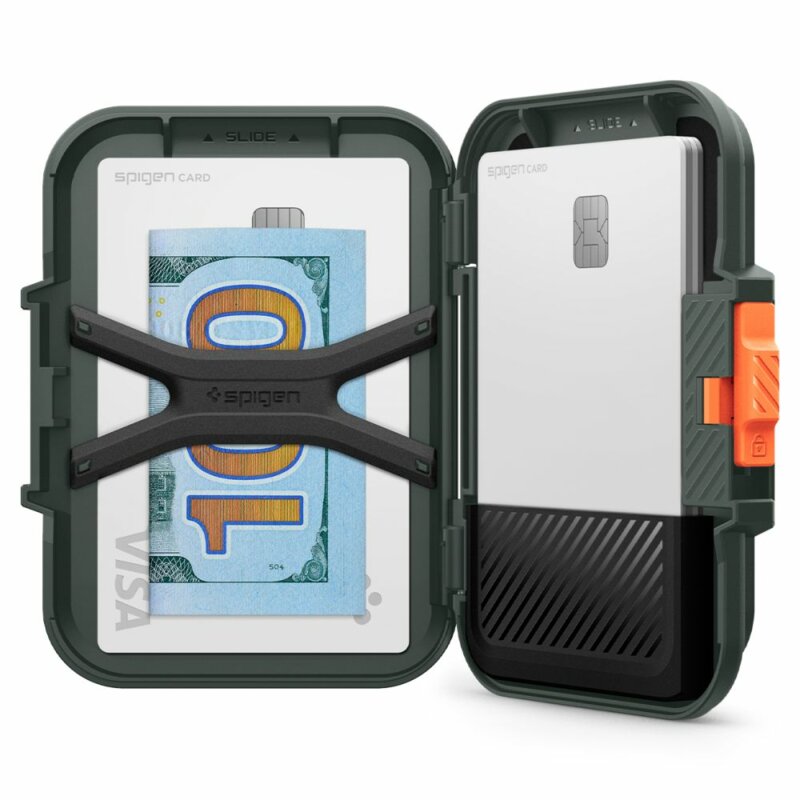 Suport card, portofel MagSafe de telefon Spigen Lock Fit, verde