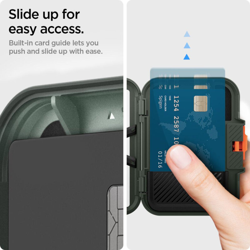 Suport card, portofel MagSafe de telefon Spigen Lock Fit, verde