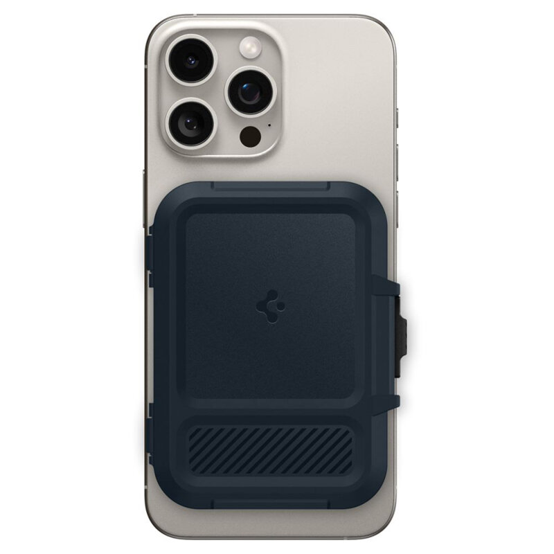 Suport card, portofel MagSafe de telefon Spigen Lock Fit, albastru