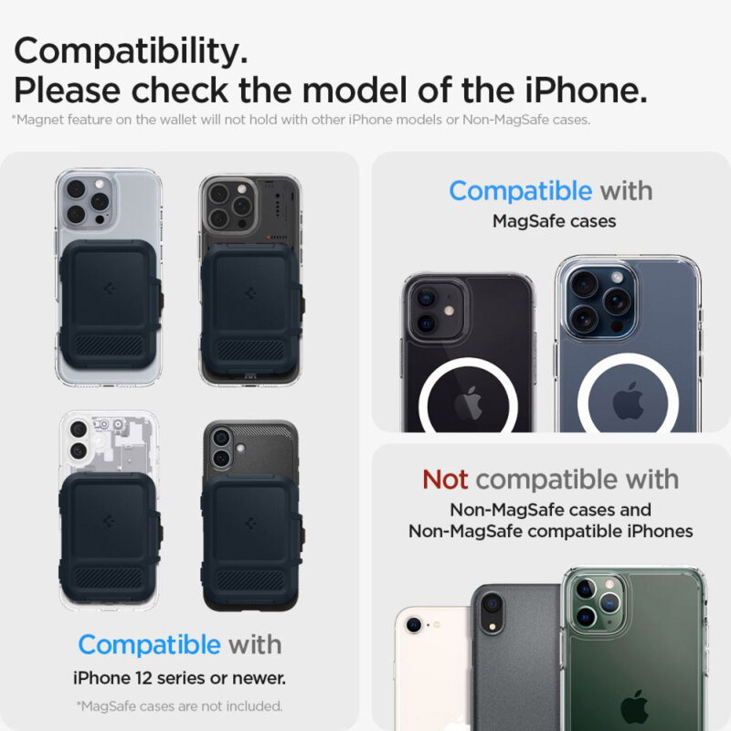 Suport card, portofel MagSafe de telefon Spigen Lock Fit, albastru