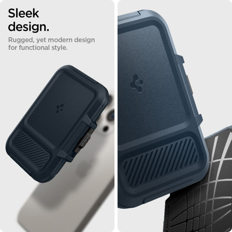Suport card, portofel MagSafe de telefon Spigen Lock Fit, albastru