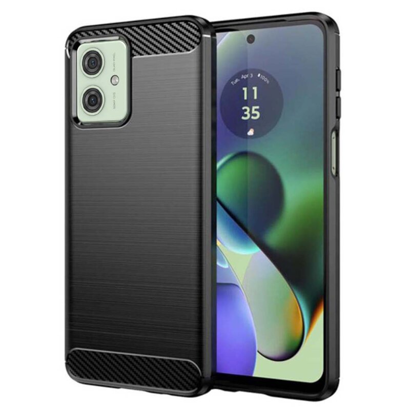 Husa Motorola Moto G54 Techsuit Carbon Silicone, negru