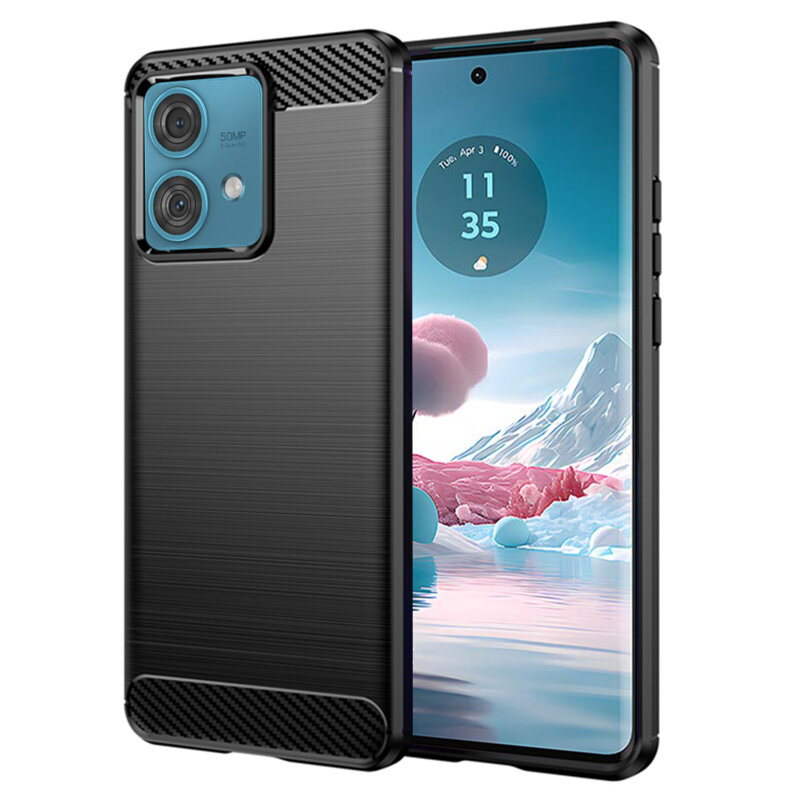 Husa Motorola Edge 40 Neo Techsuit Carbon Silicone, negru