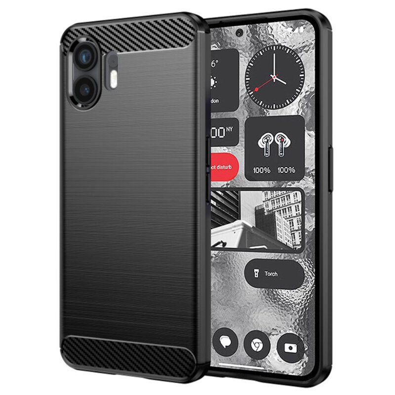 Husa Nothing Phone (2) Techsuit Carbon Silicone, negru