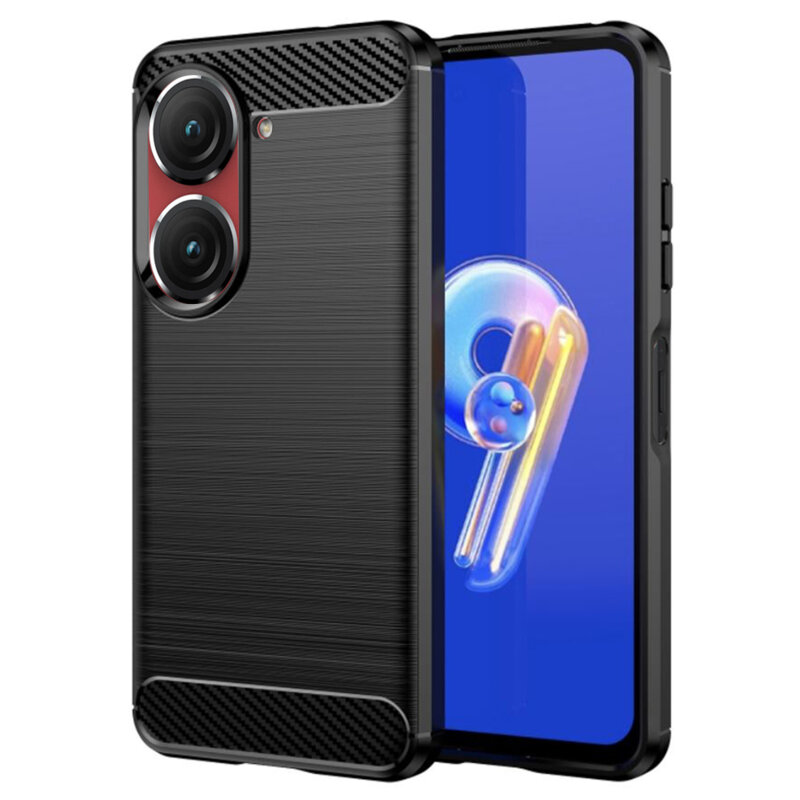 Husa Asus Zenfone 9 Techsuit Carbon Silicone, negru