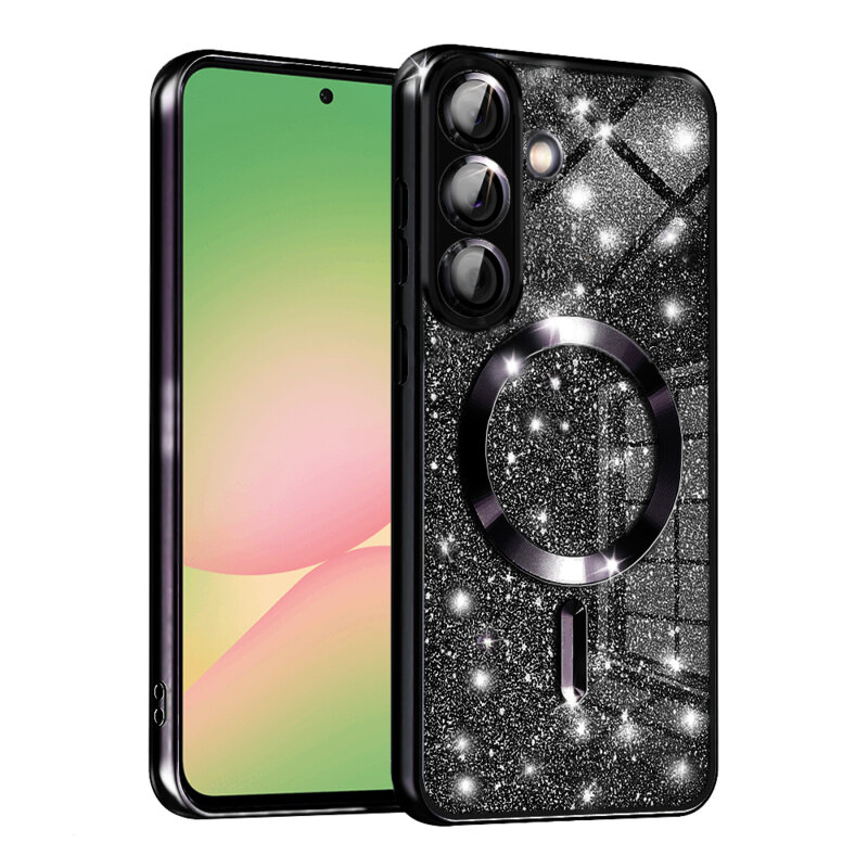 Husa premium Samsung Galaxy A56 5G Techsuit Luxury Glitter MagSafe, negru