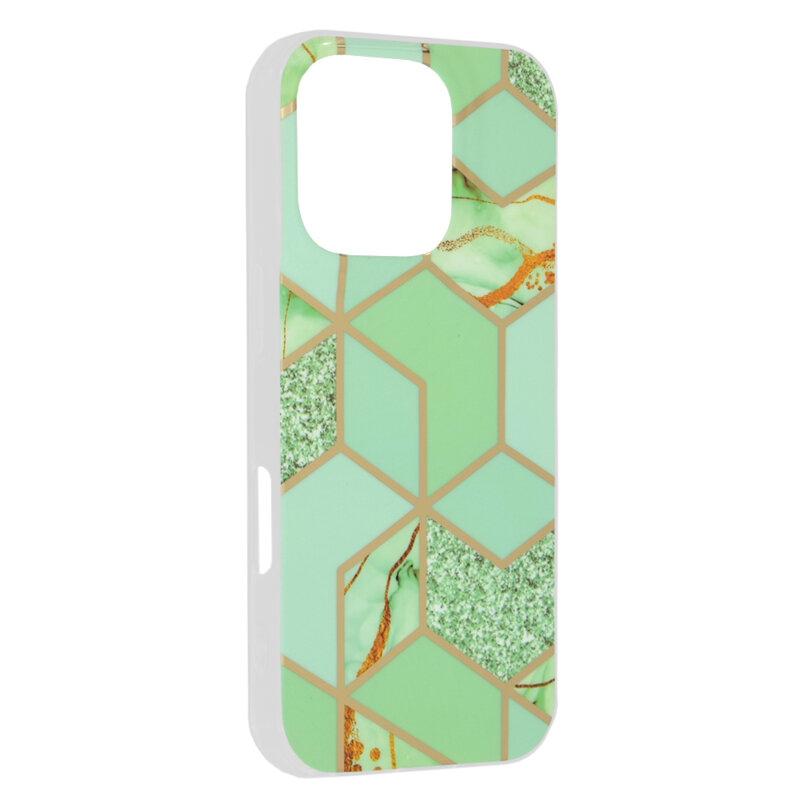 Husa iPhone 16 Pro Techsuit Marble, Green Hex