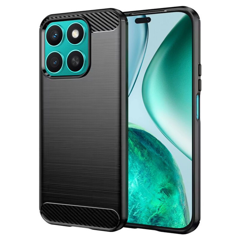 Husa Honor X8c Techsuit Carbon Silicone, negru