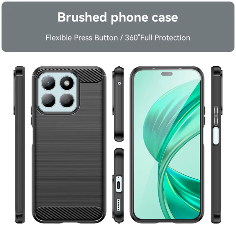 Husa Honor X8c Techsuit Carbon Silicone, negru
