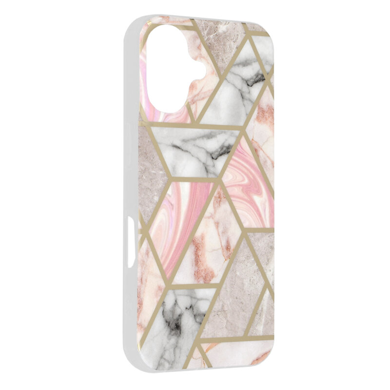 Husa iPhone 16 Plus Techsuit Marble, Pink Hex