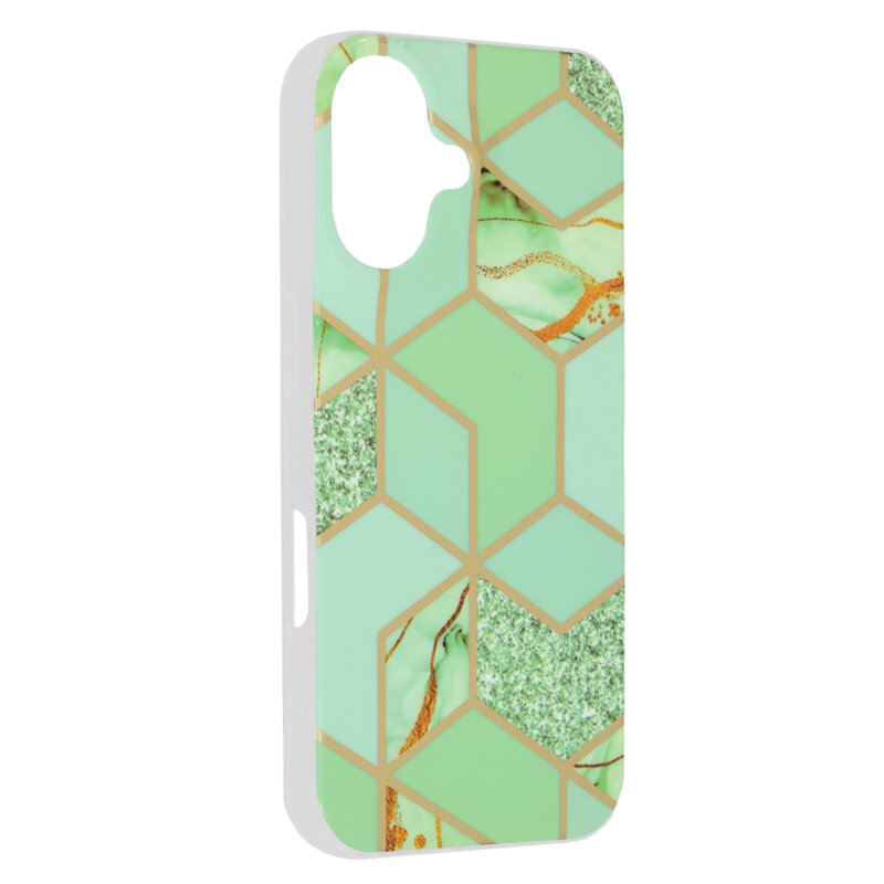 Husa iPhone 16 Techsuit Marble, Green Hex