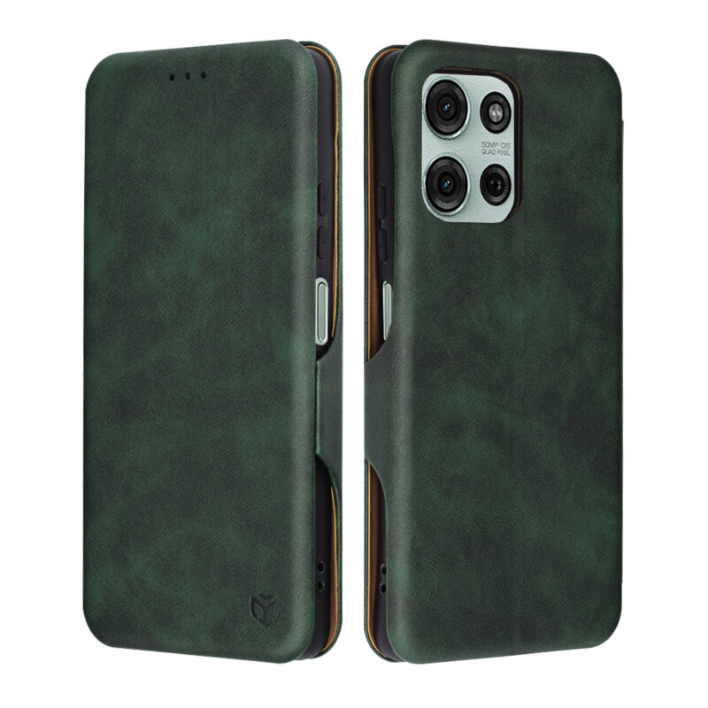 Husa 360° Motorola Moto G75 Techsuit Safe Wallet Plus, verde