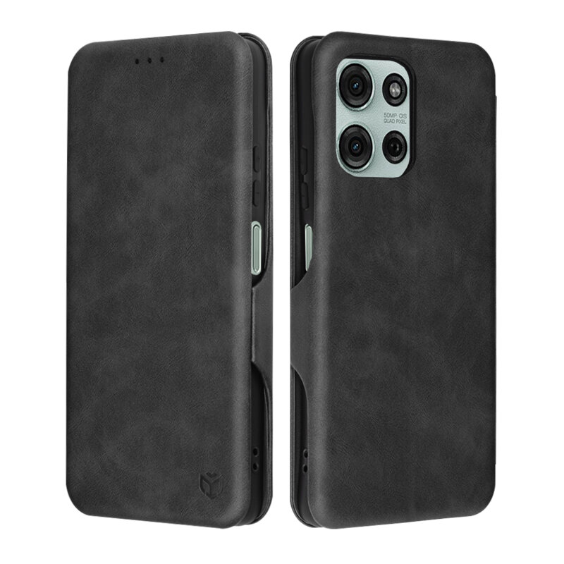 Husa 360° Motorola Moto G75 Techsuit Safe Wallet Plus, negru