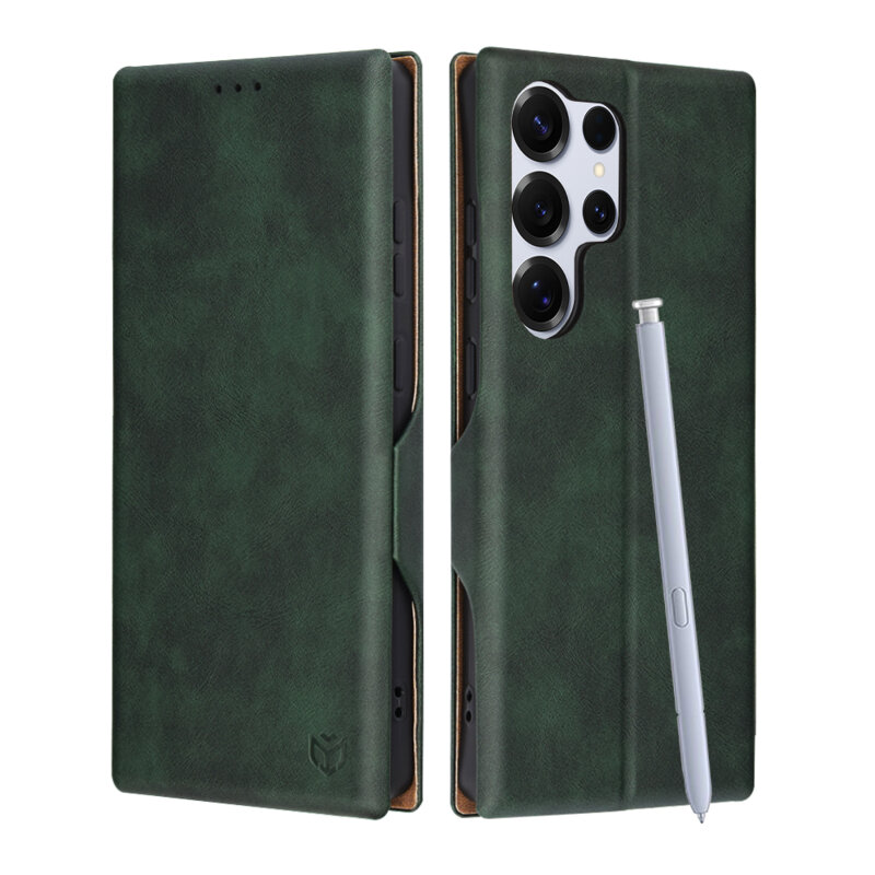 Husa 360° Samsung Galaxy S25 Ultra Techsuit Safe Wallet Plus, verde