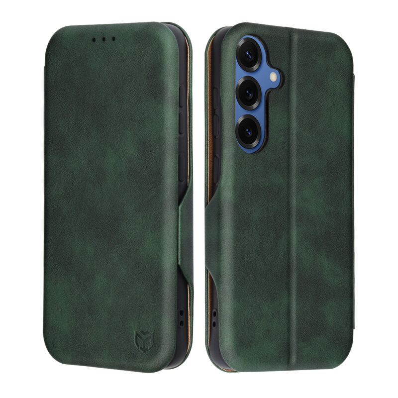 Husa 360° Samsung Galaxy S25 Techsuit Safe Wallet Plus, verde
