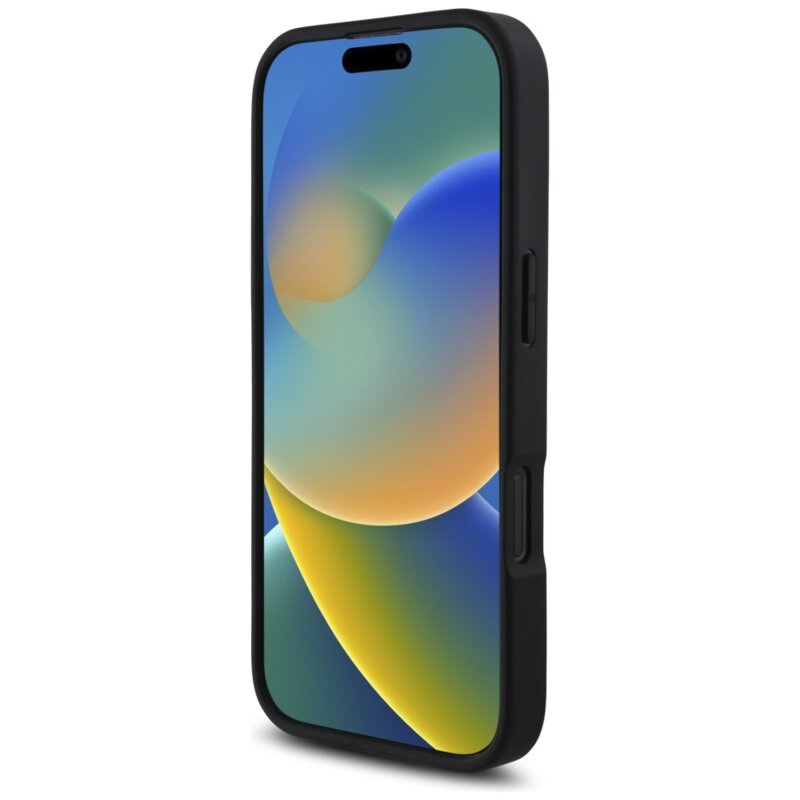 Husa iPhone 16 Pro Karl Lagerfeld Hardcase Grained Leather Cardslots, negru, Metal Elong, KLHCP16LPKHPORPK