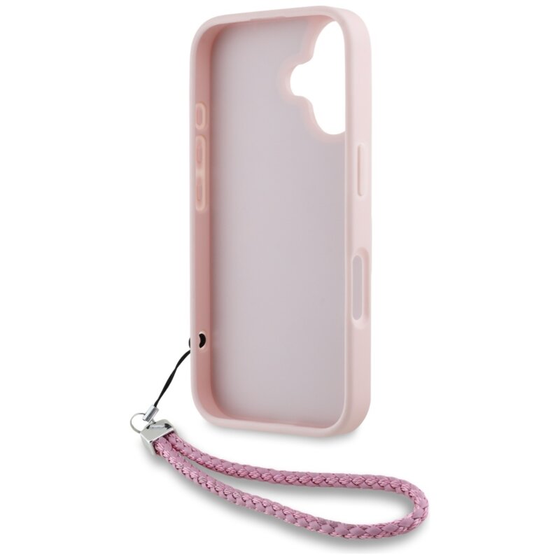 Husa iPhone 16 Karl Lagerfeld Quilted Initial Logo & Chain Strap, roz, KLHCP16SPSQSKLSMSP