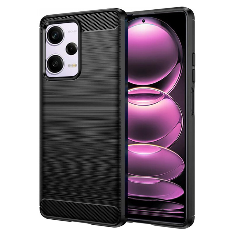 Husa Xiaomi Redmi Note 12 Pro 5G Techsuit Carbon Silicone, negru