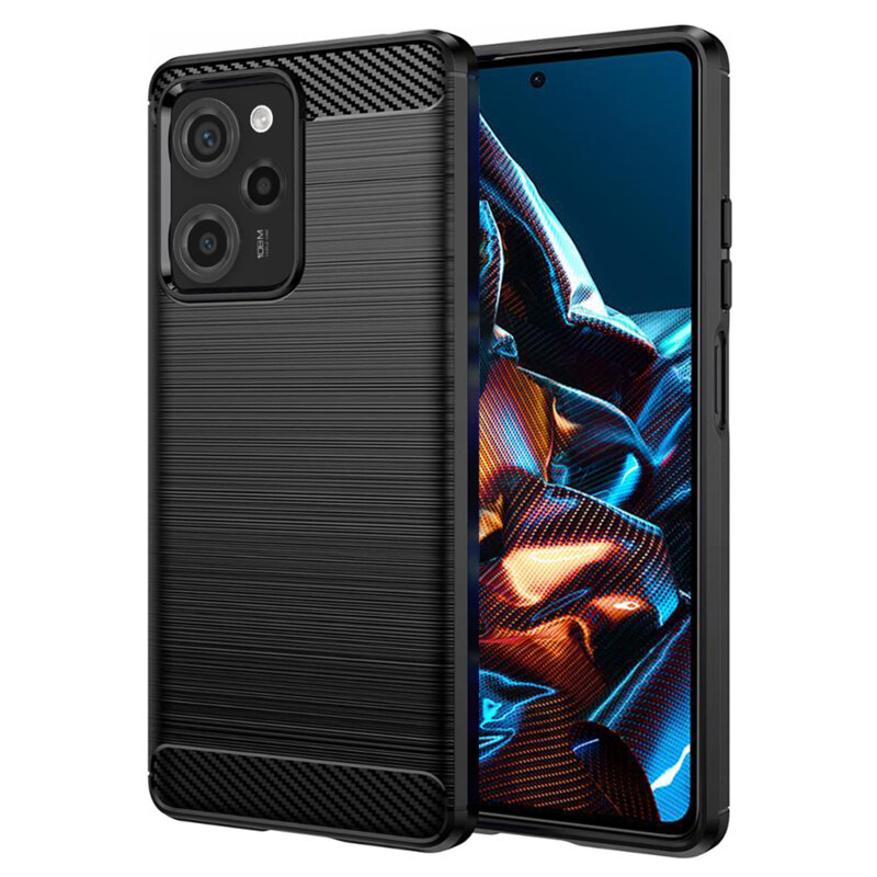 Husa Xiaomi Poco X5 Pro Techsuit Carbon Silicone, negru