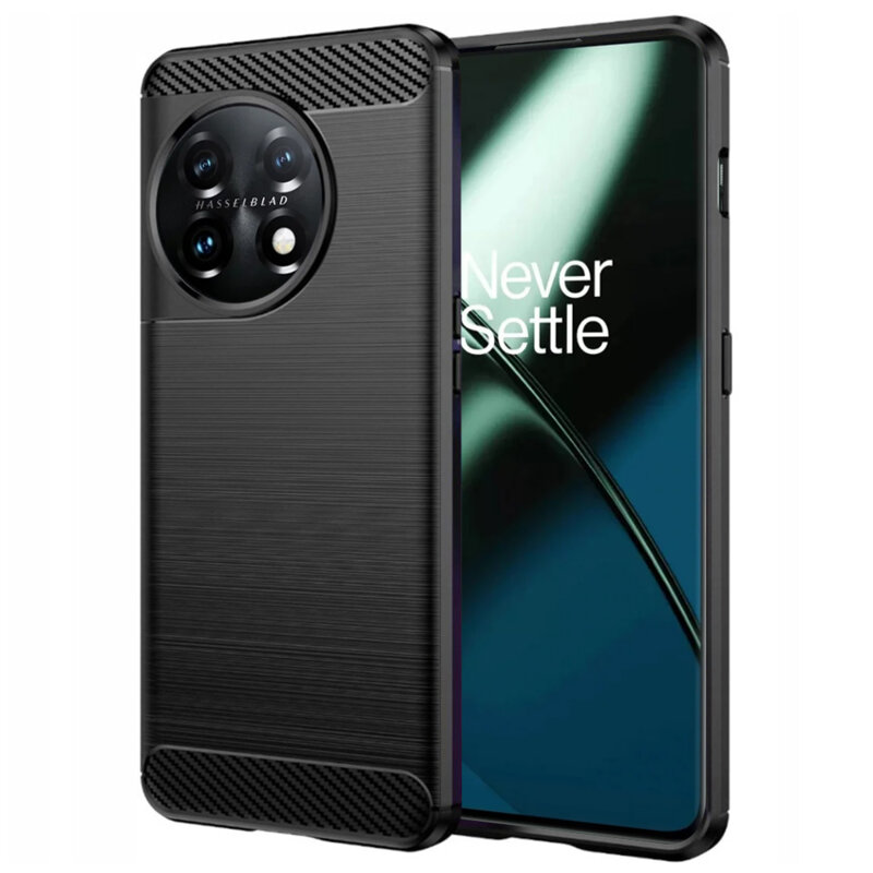 Husa OnePlus 11 Techsuit Carbon Silicone, negru
