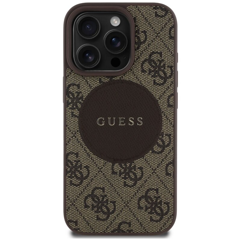 Husa iPhone 16 Pro Guess 4G Circle Classic Logo MagSafe, maro, GUHMP16LP4PGRSGW