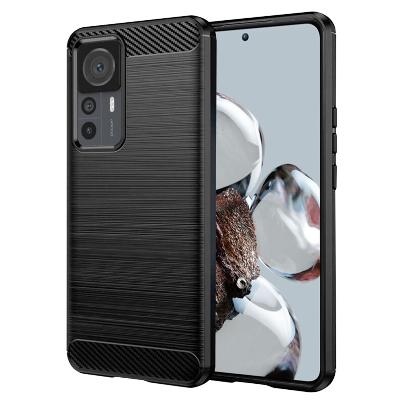 Husa Xiaomi 12T Pro Techsuit Carbon Silicone, negru
