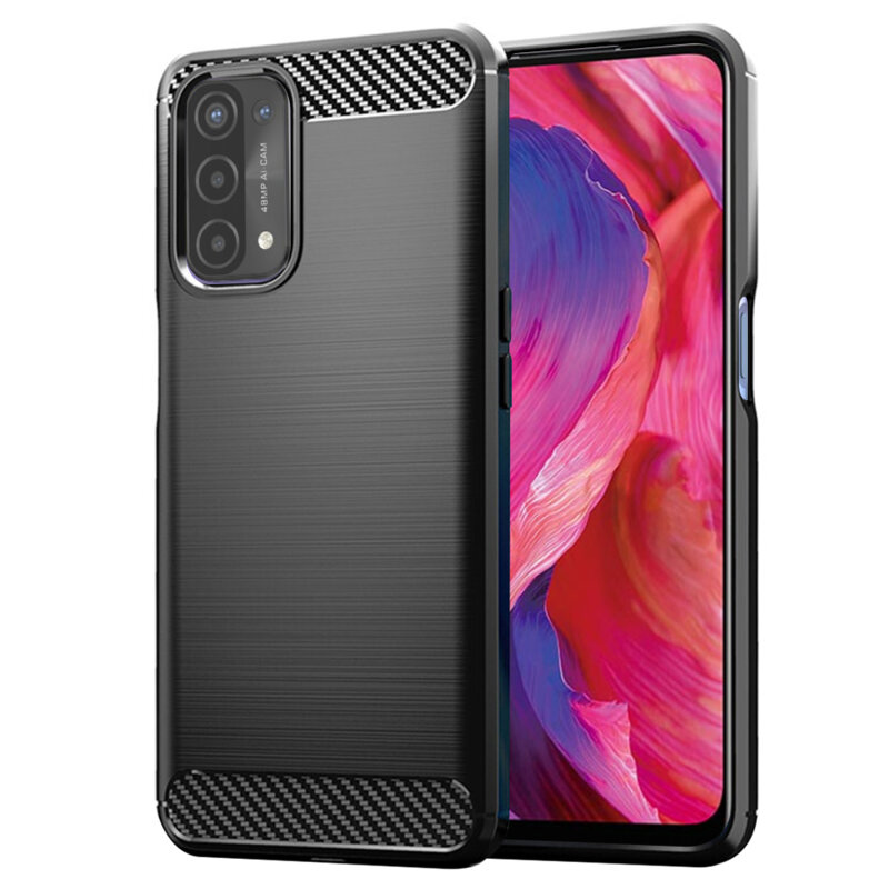 Husa Oppo A54 5G Techsuit Carbon Silicone, negru