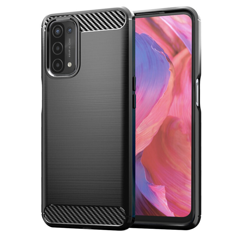 Husa Oppo A74 5G Techsuit Carbon Silicone, negru