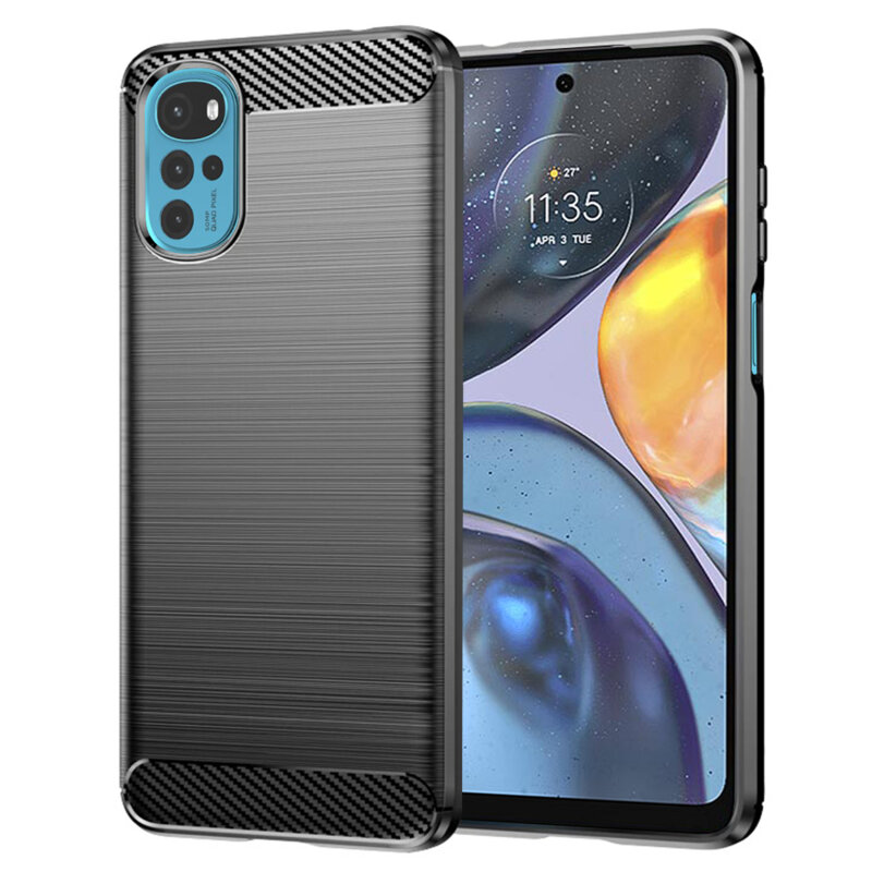 Husa Motorola Moto G22 Techsuit Carbon Silicone, negru