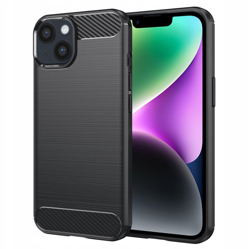 Husa iPhone 14 Techsuit Carbon Silicone, negru
