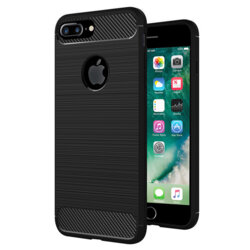 Husa iPhone 7 Plus Techsuit Carbon Silicone cu decupaj sigla, negru