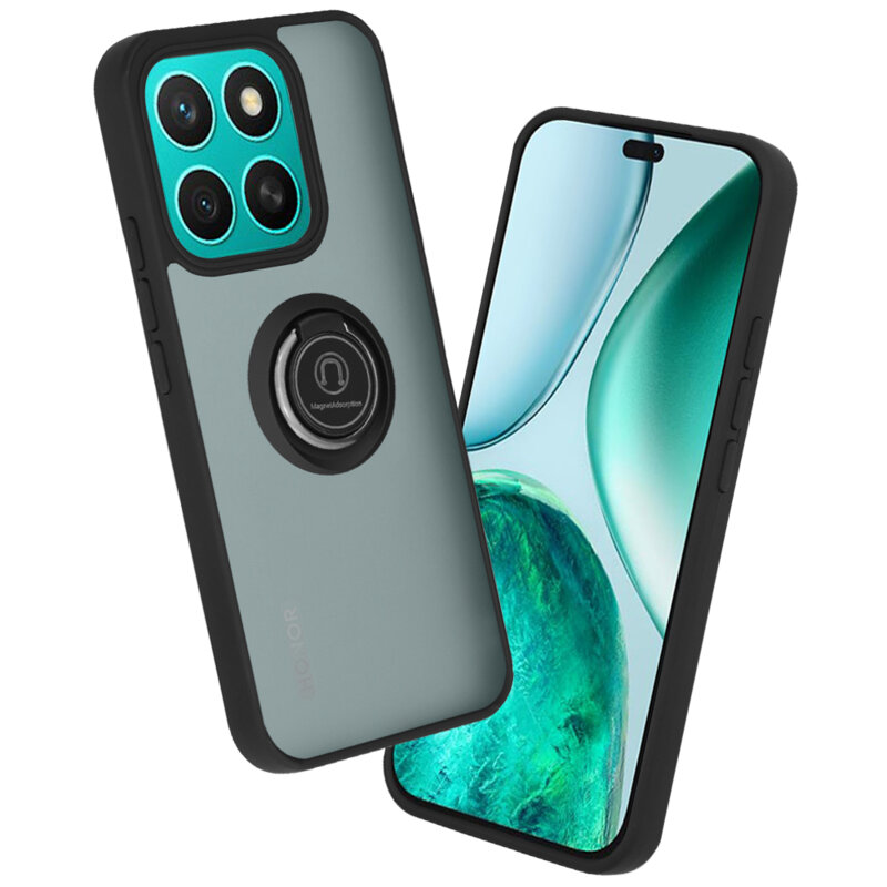 Husa Honor X8c Techsuit Glinth cu inel suport stand magnetic, negru