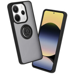 Husa Xiaomi Redmi Note 14 4G (Regional) Techsuit Glinth cu inel suport stand magnetic, negru