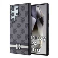Husa piele Samsung Galaxy S24 Ultra DKNY Leather Checkered Mono Pattern & Printed Stripes, negru, DKHCS24LPCPTSSK