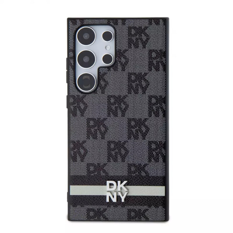 Husa piele Samsung Galaxy S24 Ultra DKNY Leather Checkered Mono Pattern & Printed Stripes, negru, DKHCS24LPCPTSSK
