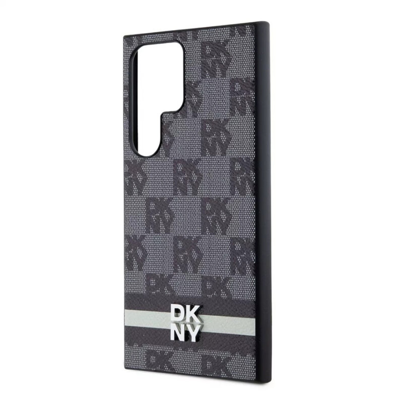 Husa piele Samsung Galaxy S24 Ultra DKNY Leather Checkered Mono Pattern & Printed Stripes, negru, DKHCS24LPCPTSSK