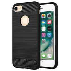 Husa iPhone 7 Techsuit Carbon Silicone, cu decupaj pentru sigla, negru