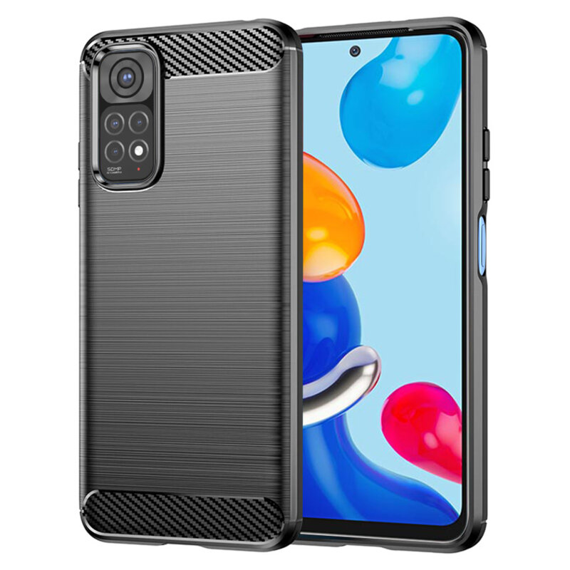 Husa Xiaomi Redmi Note 11 Techsuit Carbon Silicone, negru