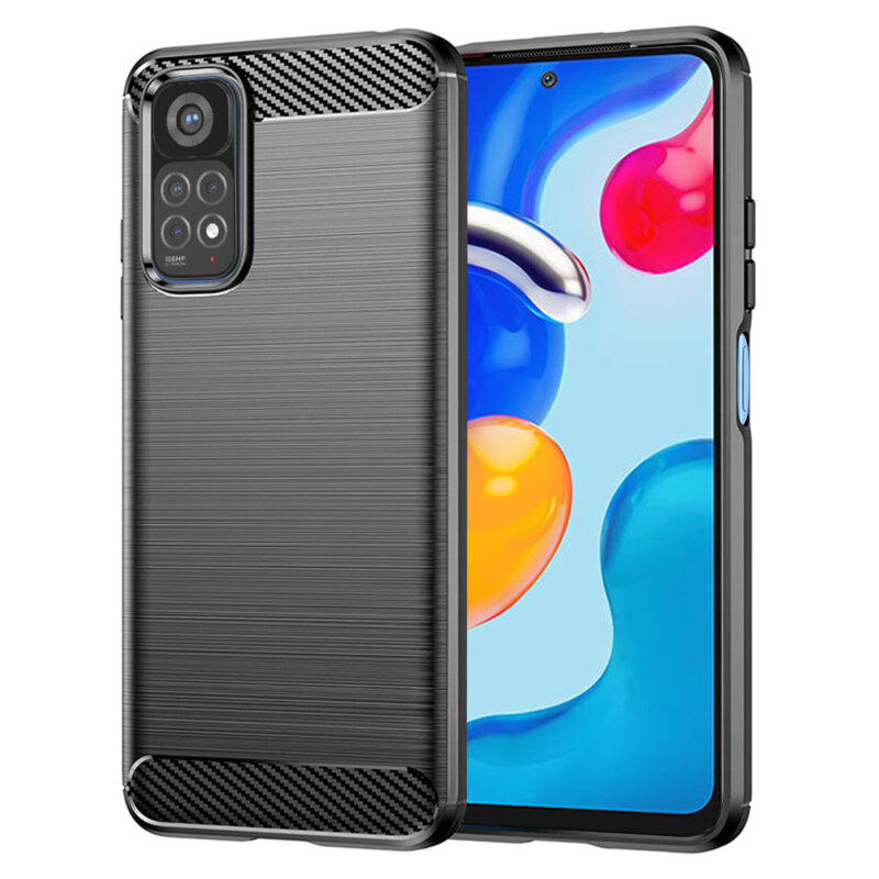 Husa Xiaomi Redmi Note 11S Techsuit Carbon Silicone, negru