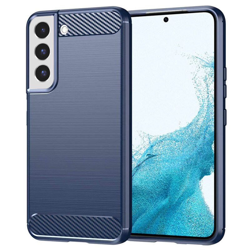 Husa Samsung Galaxy S22 5G Techsuit Carbon Silicone, albastru