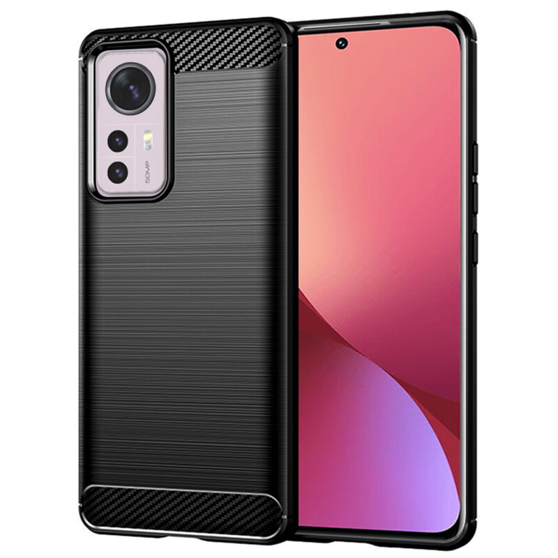 Husa Xiaomi 12 Techsuit Carbon Silicone, negru