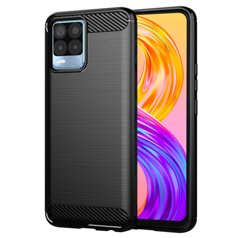Husa Realme 8 Pro Techsuit Carbon Silicone - Negru