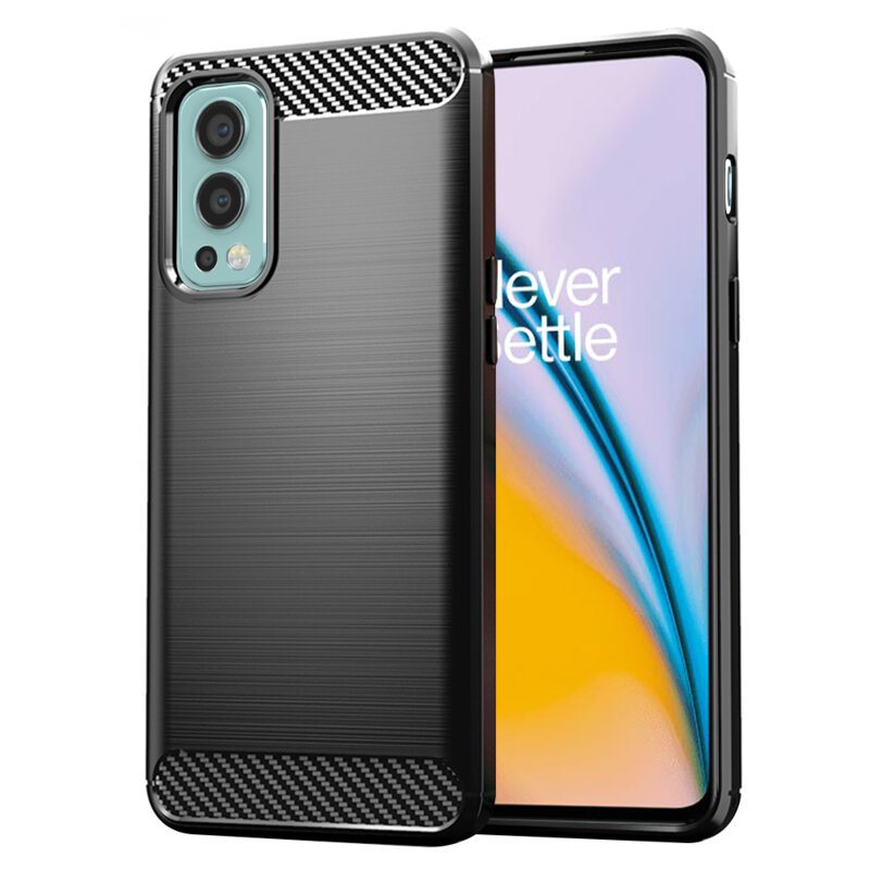 Husa OnePlus Nord 2 5G Techsuit Carbon Silicone, negru