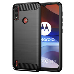 Husa Motorola Moto E7i Power Techsuit Carbon Silicone, negru