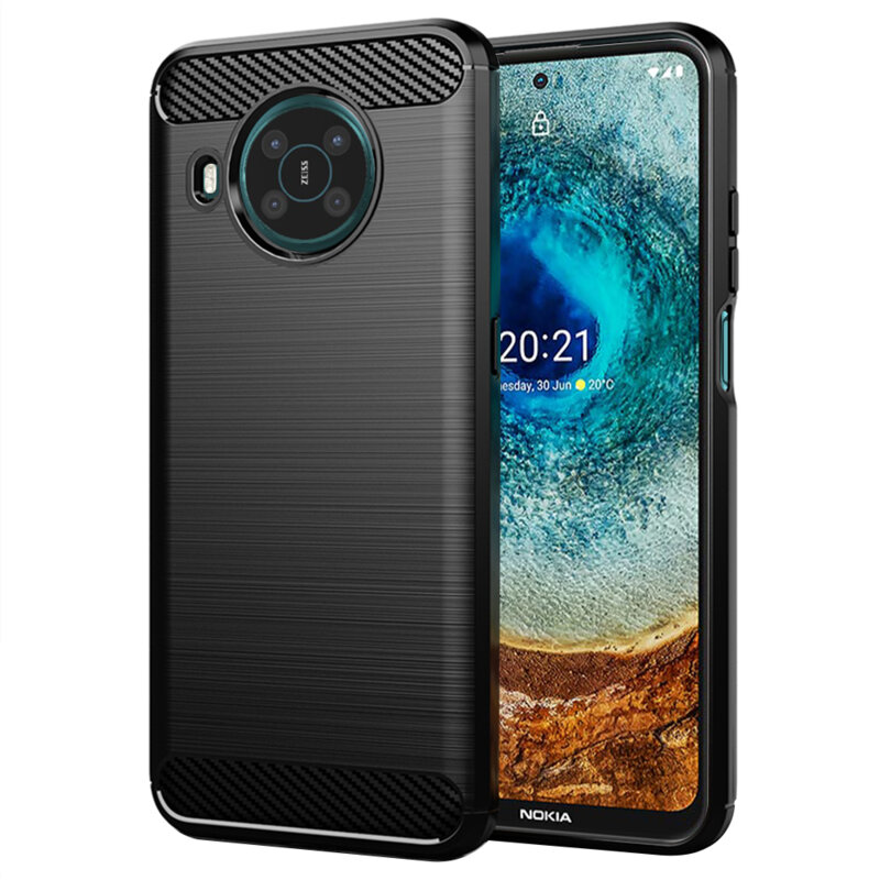 Husa Nokia X10 Techsuit Carbon Silicone, negru