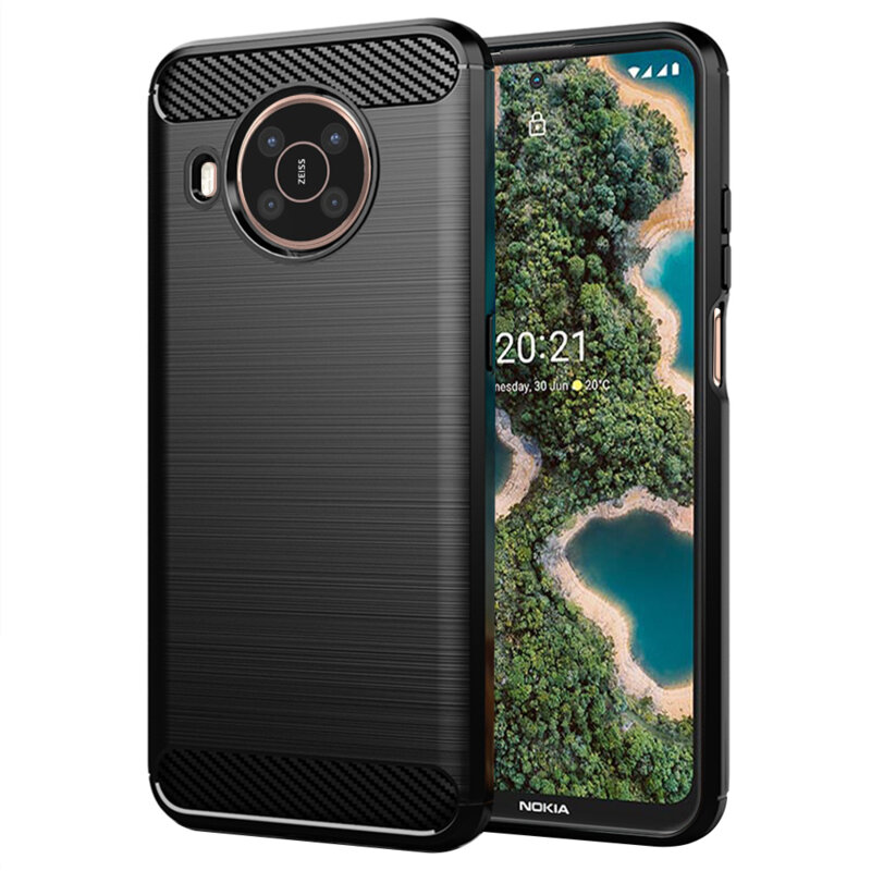 Husa Nokia X20 Techsuit Carbon Silicone, negru