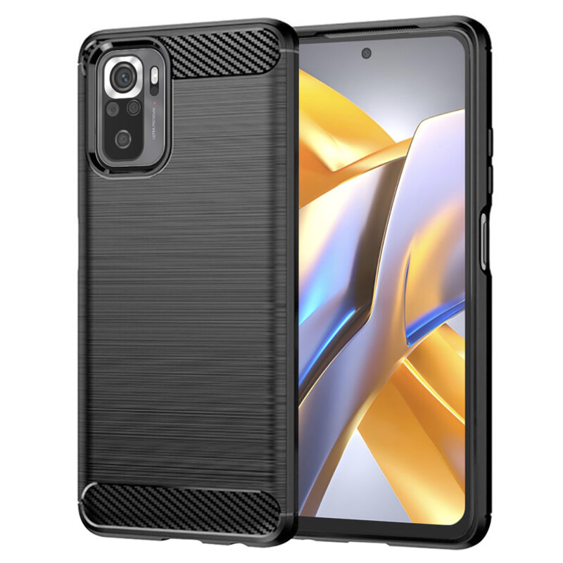 Husa Xiaomi Poco M5s Techsuit Carbon Silicone, negru