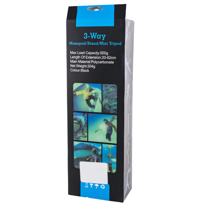 Suport Multifunctional Tripod 3-Way Pentru GoPro - Negru