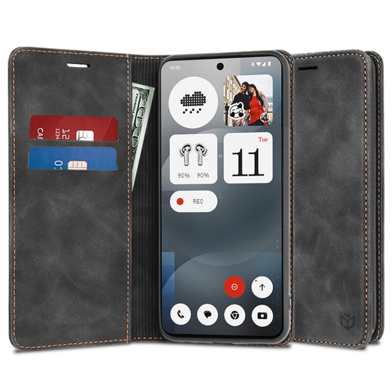 Husa piele Nothing Phone (3a) Techsuit Confy Cover, negru