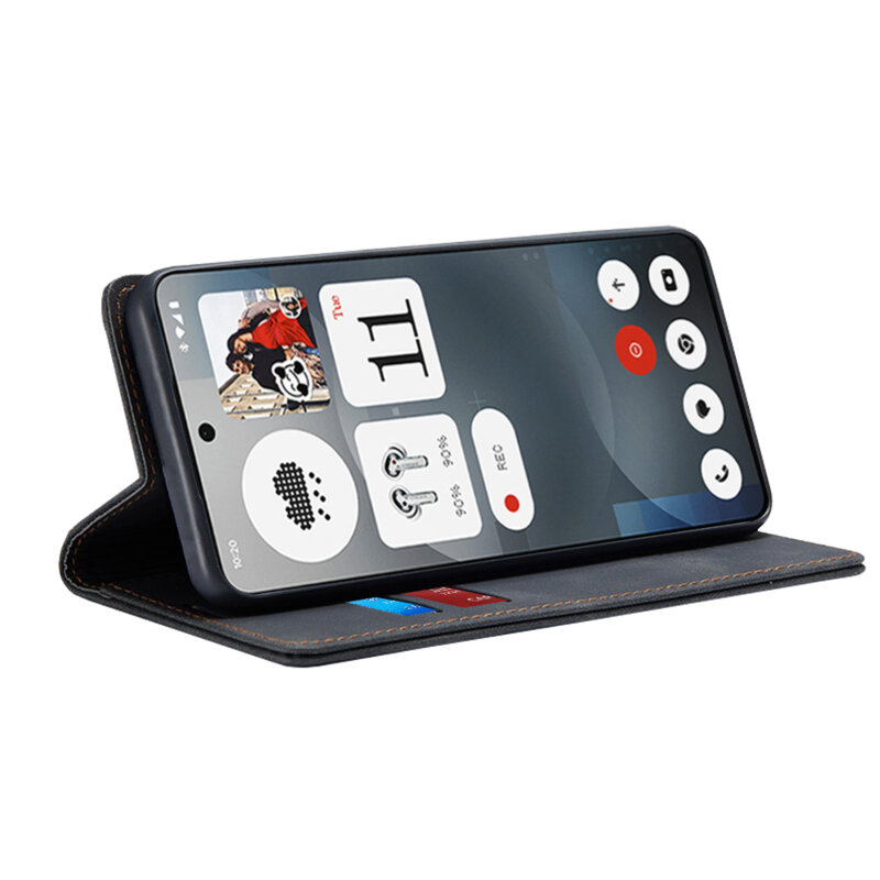 Husa piele Nothing Phone (3a) Techsuit Confy Cover, negru